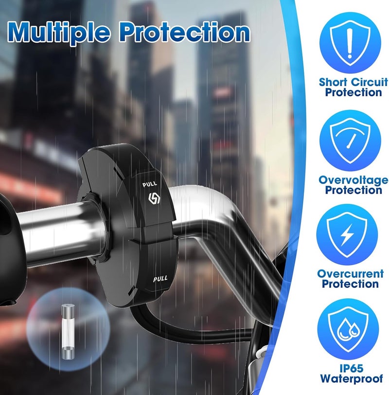 Thlevel Motorcycle Phone Charger 30W PD Type-C 18W USB Quick Charger Ultra-Narrow SAE to USB Adapter IP65 Waterproof Motorcycle Accessories for Phones/Tablets - Image 5